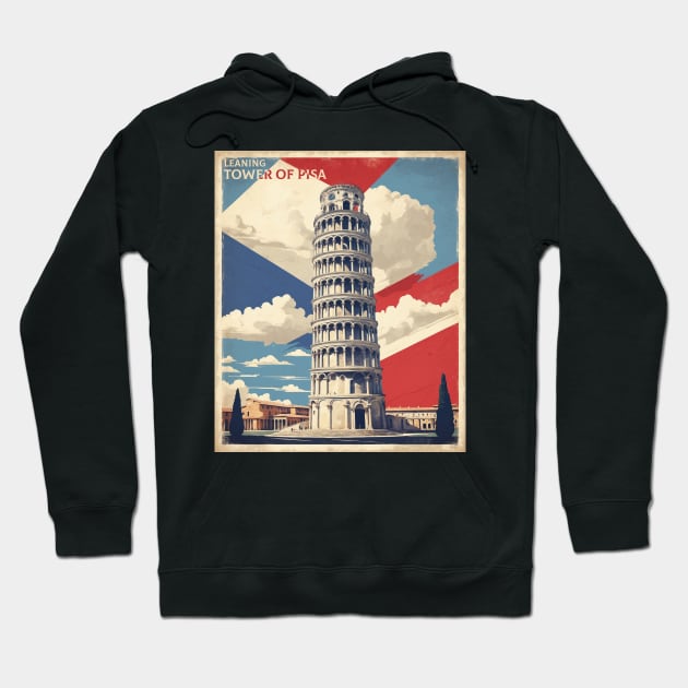 Leaning Tower of Pisa Italy Vintage Tourism Travel Poster Hoodie by TravelersGems